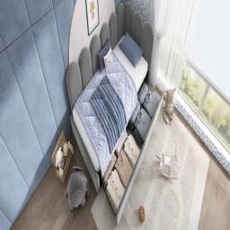 Rolipo Grey Velvet 3ft Single Daybed With Storage Drawers 90x190cm - Size: 90x190 cm - thumbnail 3