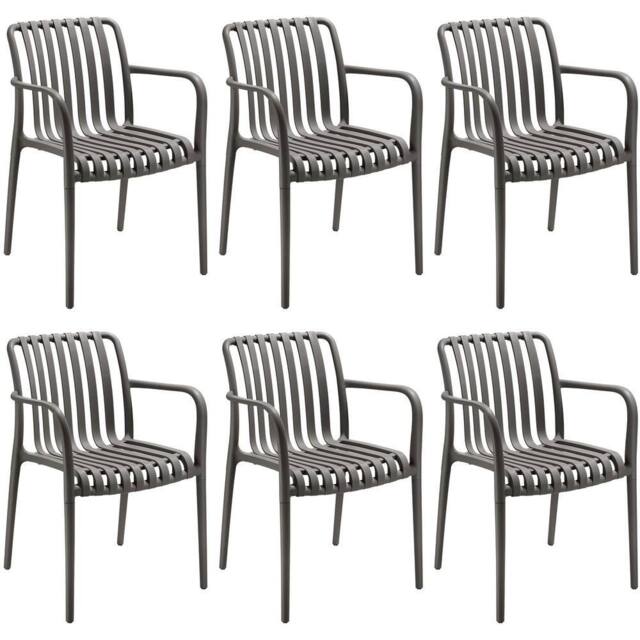 tectake Garden Chairs Alcudia in Dark Grey - Size: 6 Person - image 1