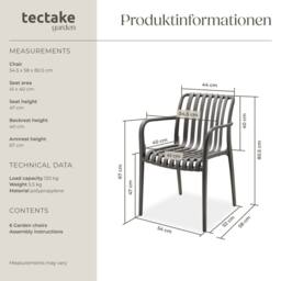 tectake Garden Chairs Alcudia in Dark Grey - Size: 6 Person - thumbnail 6