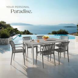 tectake Garden Chairs Alcudia in Dark Grey - Size: 6 Person - thumbnail 8