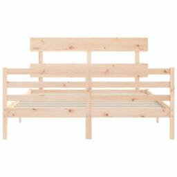 Berkfield Home Beautiful Bed Frame with Headboard 160x200 cm Solid Wood in Light Oak - thumbnail 6