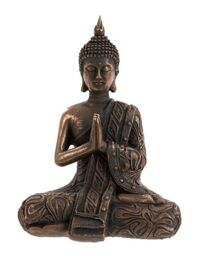 Inspirational Gifting Mystic Thai Buddha Sculpture in Lotus Position Bronze Resin - thumbnail 2