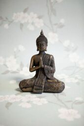 Inspirational Gifting Mystic Thai Buddha Sculpture in Lotus Position Bronze Resin