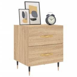 Berkfield Home Bedside Cabinets 2 pcs Sonoma Oak 40x35x47.5 cm Engineered Wood in Brown - thumbnail 3