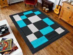 Smart Living Modern Hand Carved Multicolour Soft Thick Area Rug - Havana in Teal - Size: 200 cm x 290 cm - thumbnail 1