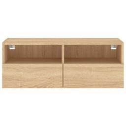 Berkfield Home TV Wall Cabinet Sonoma Oak 80x30x30 cm Engineered Wood in Natural - Size: 80 x 30 x 30 cm - thumbnail 8