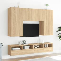 Berkfield Home TV Wall Cabinet Sonoma Oak 80x30x30 cm Engineered Wood in Natural - Size: 80 x 30 x 30 cm - thumbnail 4