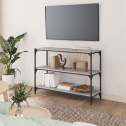 Berkfield Home Book Cabinet Grey Sonoma 100x33x70.5cm Engineered Wood & Steel - Size: 100x33x70.5 cm - thumbnail 3