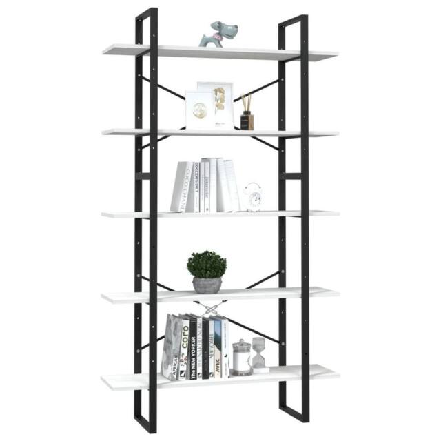 Berkfield Home Modern 5-Tier Book Cabinet White 100x30x175 cm Pinewood - Size: 100 x 30 x 175 cm - image 1