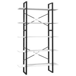 Berkfield Home Modern 5-Tier Book Cabinet White 100x30x175 cm Pinewood - Size: 100 x 30 x 175 cm - thumbnail 3