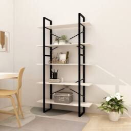 Berkfield Home Modern 5-Tier Book Cabinet White 100x30x175 cm Pinewood - Size: 100 x 30 x 175 cm - thumbnail 2