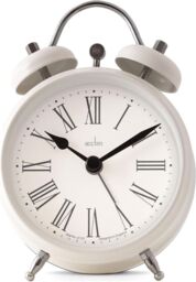 Acctim Shefford Compact Analogue Faux Bell Alarm Clock in Off-White