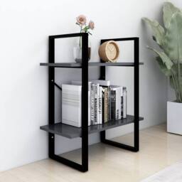 Berkfield Home 2-Tier Book Cabinet Grey 60x30x70 cm Engineered Wood - Size: 60 x 30 x 70 cm - thumbnail 3