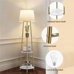 Kelvenix 158cm Floor Lamp Accent Light Side Marble Table in Gold - thumbnail 4