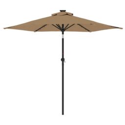 Berkfield Home Garden Parasol with LEDs & Steel Pole Taupe 225x225x212cm - Size: 225 x 225 x 212 cm - thumbnail 5