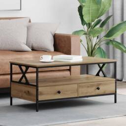 Berkfield Home Modern Coffee Table Artisan oak 100 x 51 x 45 cm Engineered wood in Brown - thumbnail 2