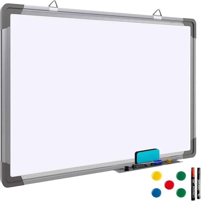 ATEK 50cm x 35cm Magnetic Whiteboard with Pen Tray for walls Dry Wipe Aluminum Silver for school office home Drawing Memo Notice Board - image 1