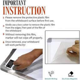 ATEK 50cm x 35cm Magnetic Whiteboard with Pen Tray for walls Dry Wipe Aluminum Silver for school office home Drawing Memo Notice Board - thumbnail 2