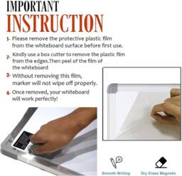 ATEK 50cm x 35cm Magnetic Whiteboard with Pen Tray for walls Dry Wipe Aluminum Silver for school office home Drawing Memo Notice Board - thumbnail 4