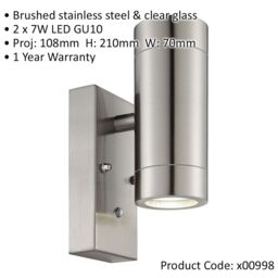 Loops Outdoor Up & Down IP44 Wall Light - Photocell - 2 x 7W GU10 LED - Brushed Steel in Metallics - thumbnail 2