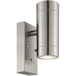 Loops Outdoor Up & Down IP44 Wall Light - Photocell - 2 x 7W GU10 LED - Brushed Steel in Metallics