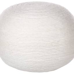 Wyld and Coco White Handwoven Wool Pouf 50cm Round - Boho Ottoman - thumbnail 2