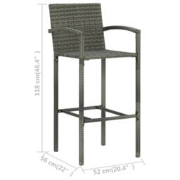 Berkfield Home Stylish Bar Stools 4 pcs Grey Poly Rattan - thumbnail 8