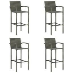 Berkfield Home Stylish Bar Stools 4 pcs Grey Poly Rattan - thumbnail 2