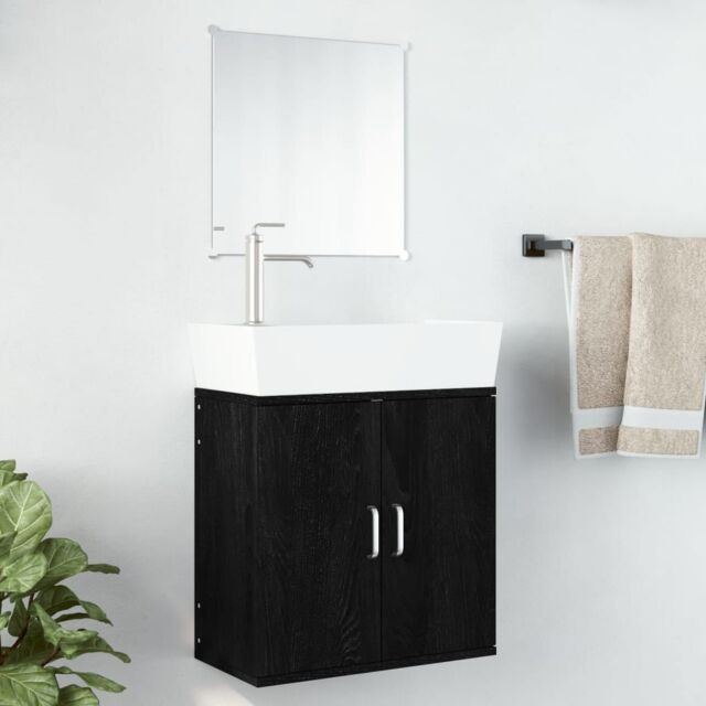 Berkfield Home 2 Piece Bathroom Furniture Set Black Engineered Wood - image 1