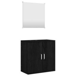 Berkfield Home 2 Piece Bathroom Furniture Set Black Engineered Wood - thumbnail 2