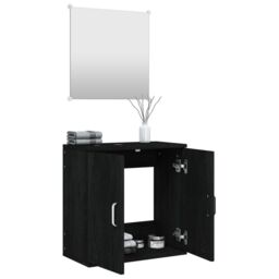 Berkfield Home 2 Piece Bathroom Furniture Set Black Engineered Wood - thumbnail 3