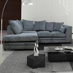SNUG FURNITURE BIRMINGHAM LTD Fernando Fabric Left Hand Corner Sofa Set in Grey
