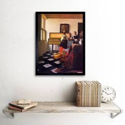 "Artery8 Johannes Vermeer Music Lesson Old Master Painting Framed Art Print - Size: W12"" x H16""" - thumbnail 2