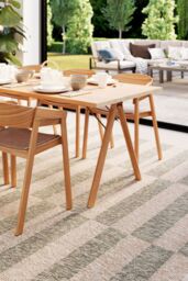Kukoon Outdoor Garden Patio Rug Grey Beige Stripped Barbeque Area Camping Mat - Size: 80 cm x 150 cm - thumbnail 2