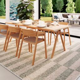 Kukoon Outdoor Garden Patio Rug Grey Beige Stripped Barbeque Area Camping Mat - Size: 80 cm x 150 cm - thumbnail 5