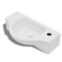 Berkfield Home Ceramic Bathroom Sink Basin with Faucet Hole White - thumbnail 2