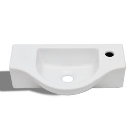 Berkfield Home Ceramic Bathroom Sink Basin with Faucet Hole White - thumbnail 3