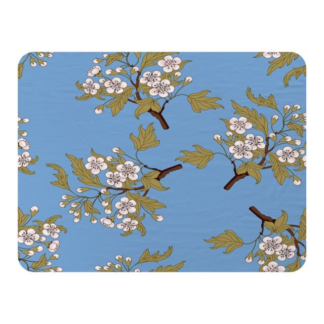 Benjamin Tate Design Orchid Branches On Blue Blanket in Natural - Size: 120 cm x 150 cm - image 1