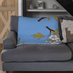 Benjamin Tate Design Orchid Branches On Blue Blanket in Natural - Size: 120 cm x 150 cm - thumbnail 2