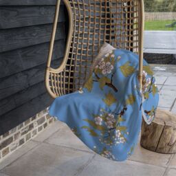 Benjamin Tate Design Orchid Branches On Blue Blanket in Natural - Size: 120 cm x 150 cm - thumbnail 4