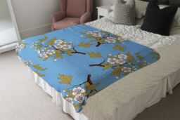 Benjamin Tate Design Orchid Branches On Blue Blanket in Natural - Size: 120 cm x 150 cm - thumbnail 3