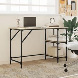 Berkfield Home Desk Sonoma Oak 120x50x75 cm Metal & Engineered Wood in Brown - Size: 120 x 50 x 75 cm - thumbnail 3