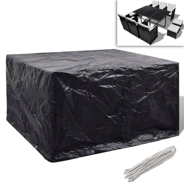 Berkfield Home Garden Furniture Cover 6 Person Poly Rattan Set 8 Eyelets 172 x 113cm in Black - Size: 172 x 113 cm - image 1