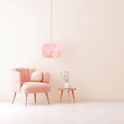 Happy Homewares Modern Designer Real Feather Drum Lamp Shade with Inner Cotton Lining in Pink - Size: 10 inches - thumbnail 6