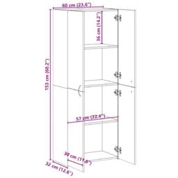 Berkfield Home Durable File Cabinet Concrete Grey 60x32x153 cm Engineered Wood - Size: 60 x 32 x 153 cm - thumbnail 9