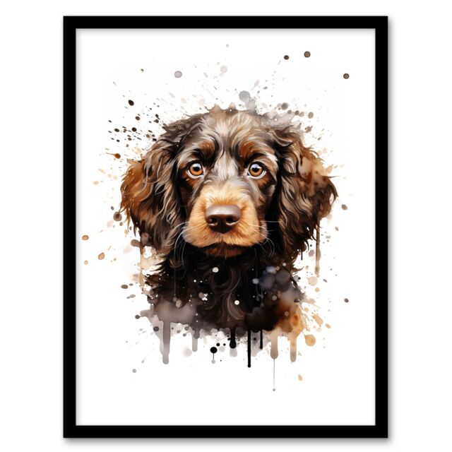 "Artery8 Wall Art Print Cockapoo Lovers Gift Watercolour Pet Portrait Painting Artwork Art Framed - Size: W12"" x H16""" - image 1