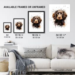 "Artery8 Wall Art Print Cockapoo Lovers Gift Watercolour Pet Portrait Painting Artwork Art Framed - Size: W12"" x H16""" - thumbnail 3