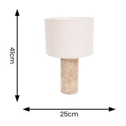 ValueLights Cloe Pair of Marble Effect Natural Table Lamps with Drum Shades in Cream - thumbnail 5