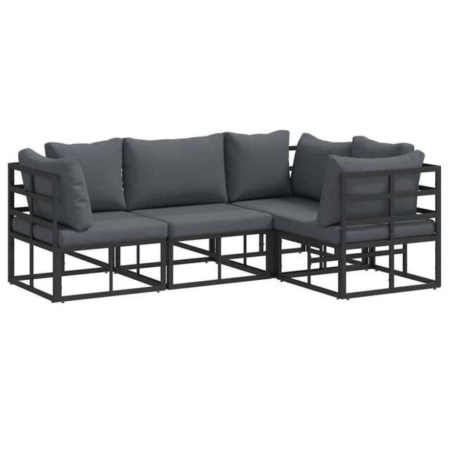 Berkfield Home Garden Sofa Set with Cushion with Pillow 4 pcs Black Aluminium - image 1
