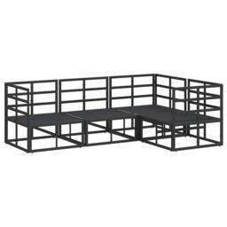 Berkfield Home Garden Sofa Set with Cushion with Pillow 4 pcs Black Aluminium - thumbnail 6